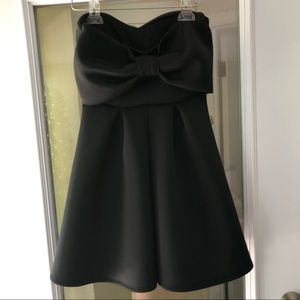 Bow back strapless black cocktail dress (Halloween)